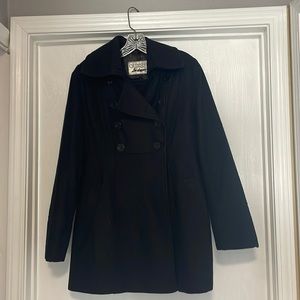 Guess Women’s Black Peacoat. Large. Wool blend.
